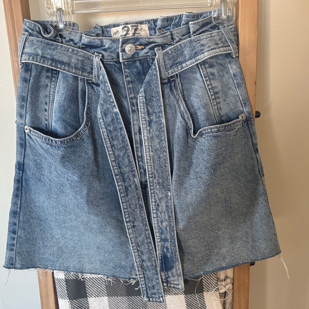 Free People Blue Denim Mini Skirt